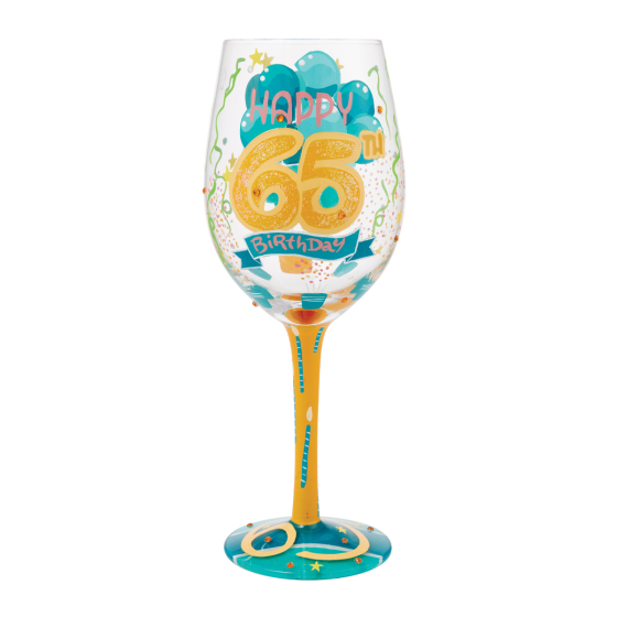 HAPPY 65TH BIRTHDAY WINE GLASS HAPPY 65TH BIRTHDAY WINE GLASS