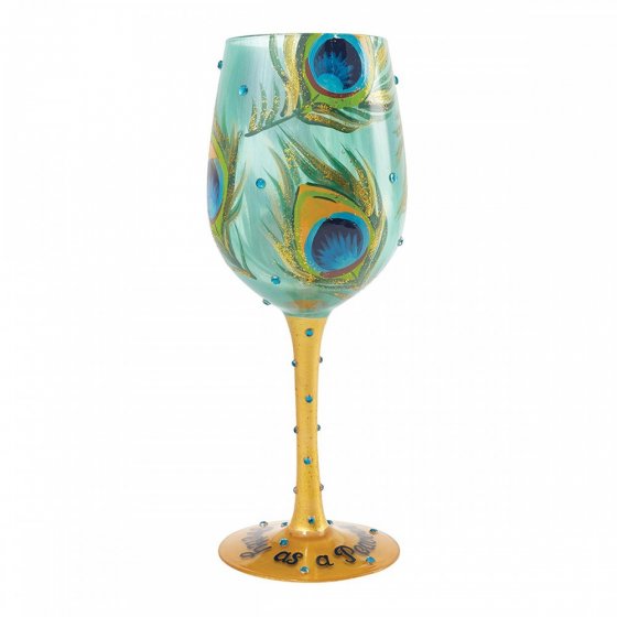 PRETTY AS A PEACOCK WINE GLASS### PRETTY AS A PEACOCK WINE GLASS###