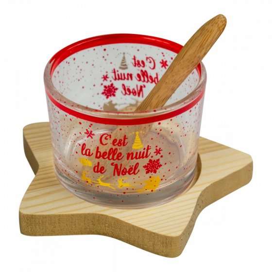 LOT 12 COUPELLE EN VERRE SUR PLANCHE EN BOIS ETOILE LOT 12 COUPELLE EN VERRE SUR PLANCHE EN BOIS ETOILE