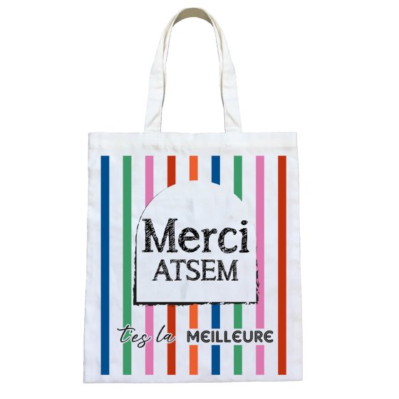 TOTE BAG MERCI ATSEM RAYURES (x 10) TOTE BAG MERCI ATSEM RAYURES (x 10)