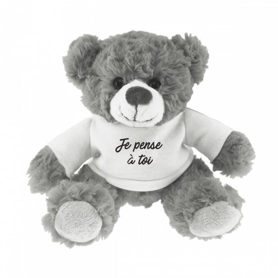 OURS GRIS TEE SHIRT BLANC JE PENSE A TOI (x 12) OURS GRIS TEE SHIRT BLANC JE PENSE A TOI (x 12)