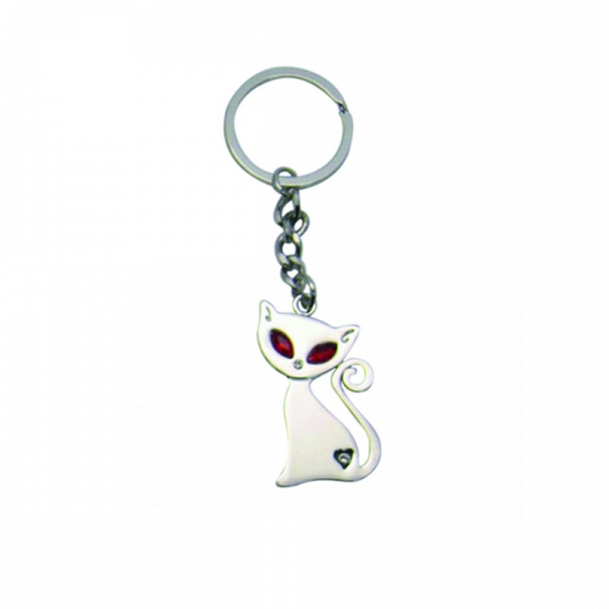 Lot 10 Porte Cles Metal Chat Strass Rouge Enesco France