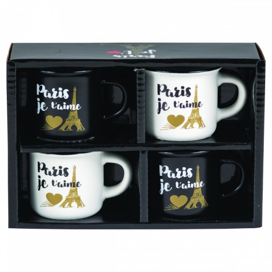 COFFRET 4 TASSES PARIS JE T'AIME N/B (x 12) COFFRET 4 TASSES PARIS JE T'AIME N/B (x 12)