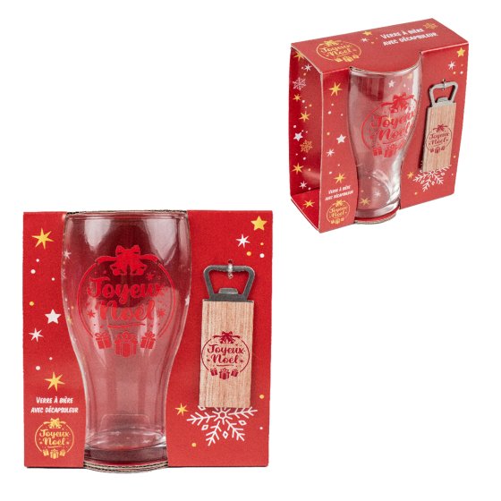COFFRET CHOPE BIERE ET DECAPSULEUR JOYEUX NOEL (x 6 ) COFFRET CHOPE BIERE ET DECAPSULEUR JOYEUX NOEL (x 6 )