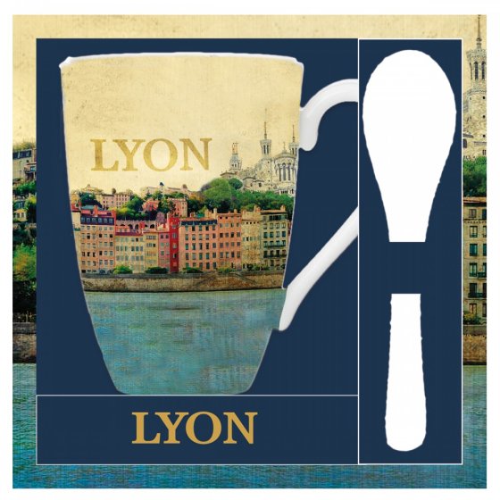 MUG LYON RETRO AVEC CUILLERE (x 12) MUG LYON RETRO AVEC CUILLERE (x 12)